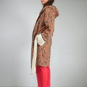 Anthropologie Leopard Sherpa Lined Hooded Robe, sz XS/S